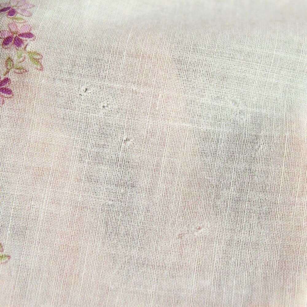 Vintage 1950s Handkerchief, Iris Purple Flower Print Cotton Hankie - Picture 12 of 15
